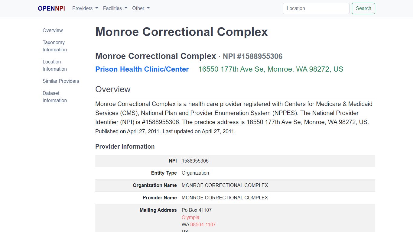 Monroe Correctional Complex · 16550 177th Ave Se, Monroe, WA 98272, US